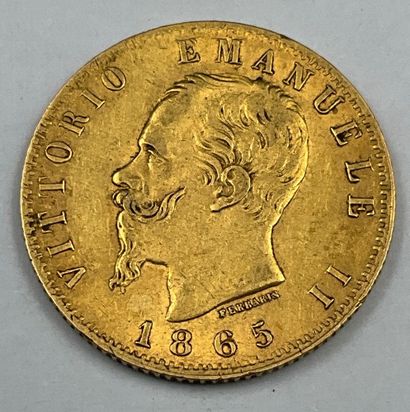 20 lires or, Victor Emmanuel II 1865. Poids...