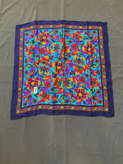 Yves Saint Laurent blue silk square with...