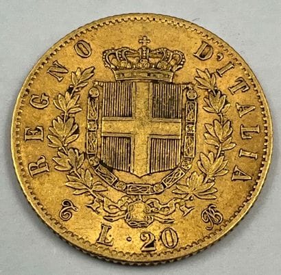 20 lires or, Victor Emmanuel II 1865. Poids...