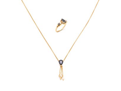 Lot in 750 thousandths gold adorned with...