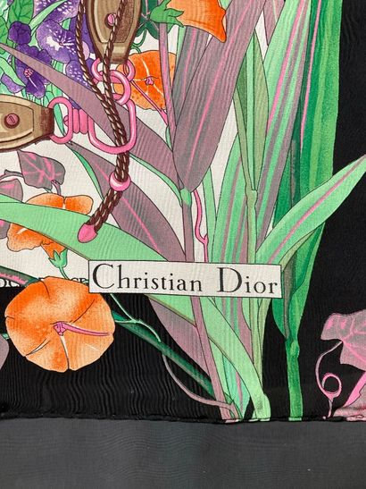 CHRISTIAN DIOR silk scarf with black edges...
