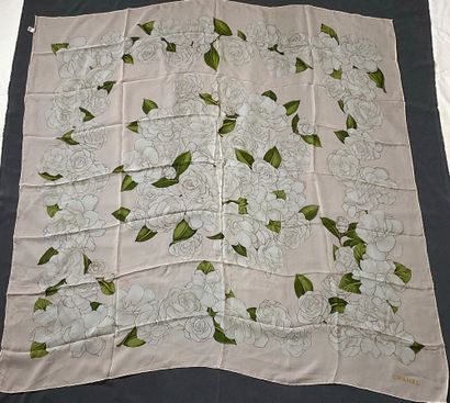 Large Chanel silk crepe scarf.
Pale pink...