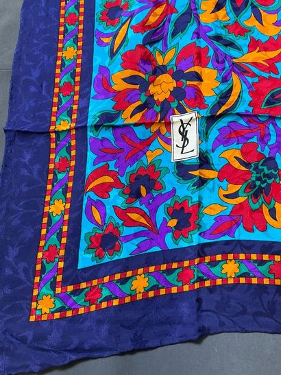 Yves Saint Laurent blue silk square with...