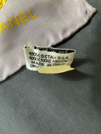 Chanel grey scarf, 100% silk with floral...