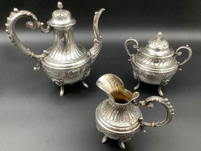Silver, 3-piece coffee set in 800 thousandths...