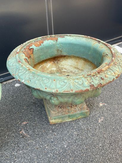 Pair of Medici vases in painted cast iron,...