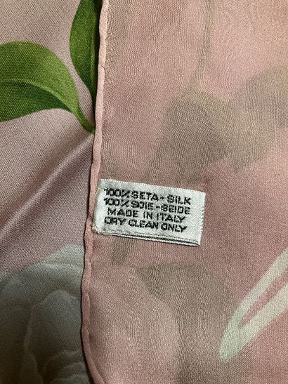 Pale pink Chanel stole decorated with white...
