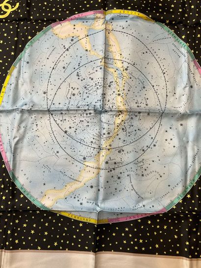 Black and gold Chanel silk square with a...