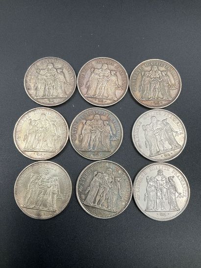 9 pièces de 10 fr Hercules. Poids : 220 ...