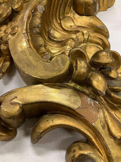 Two small Louis XV style consoles in gilded...