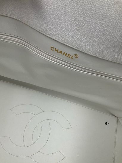 CHANEL, Large white quilted leather tote...