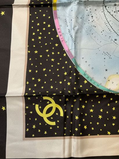 Black and gold Chanel silk square with a...
