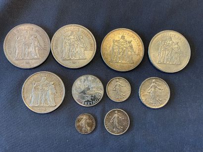 Ensemble de pièces en argent comprenant 4...
