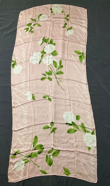 Pale pink Chanel stole decorated with white...