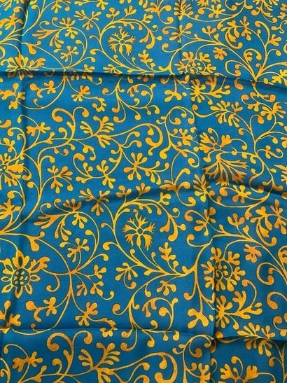 Large Chanel scarf in blue silk crepe with...