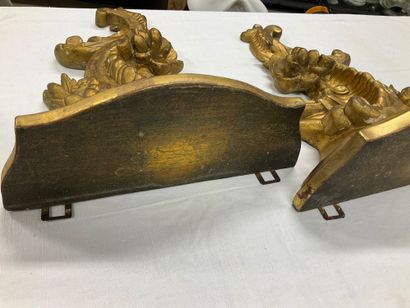 Two small Louis XV style consoles in gilded...