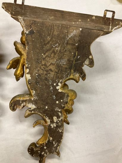 Two small Louis XV style consoles in gilded...