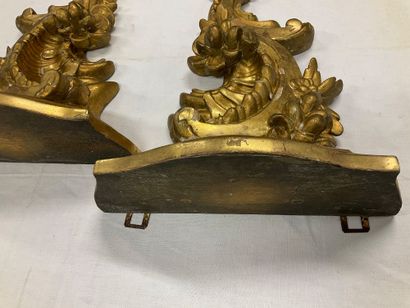 Two small Louis XV style consoles in gilded...