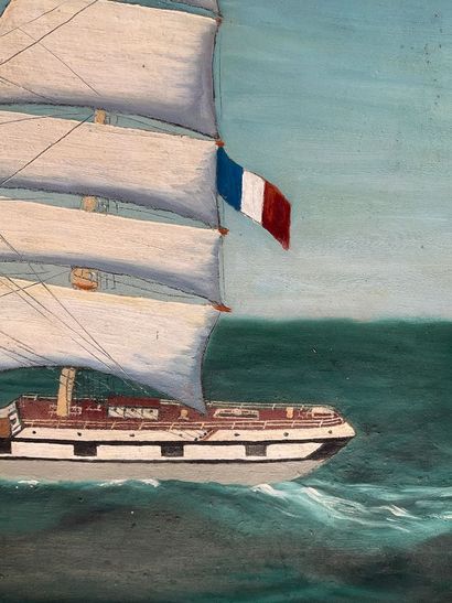 Un tableau à l’huile sur toile: 3 mâts cap-hornier...