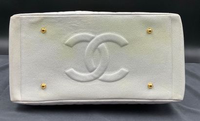 CHANEL, Large white quilted leather tote...