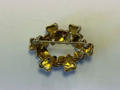 750 thousandth yellow gold and enamel brooch...