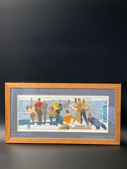 An oil on canvas, Marine format, depicting...