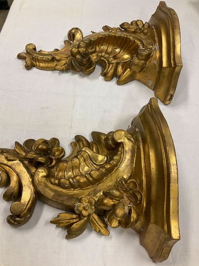 Two small Louis XV style consoles in gilded...