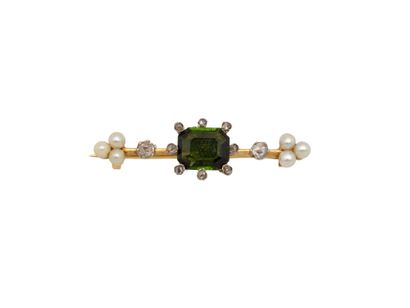 Barrette brooch in gold 750 and platinum...