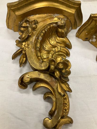 Two small Louis XV style consoles in gilded...