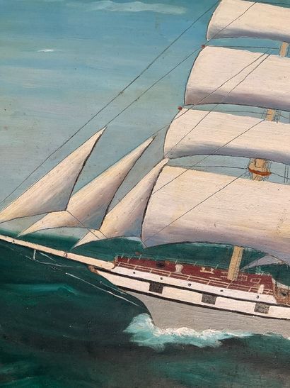 Un tableau à l’huile sur toile: 3 mâts cap-hornier...