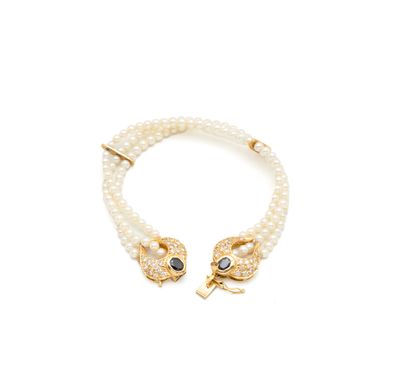 Articulated bracelet adorned with 3 rows...