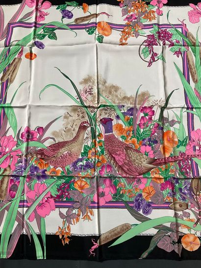 CHRISTIAN DIOR silk scarf with black edges...