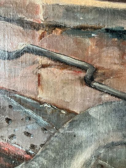 An oil on canvas, unsigned, still life: fish...