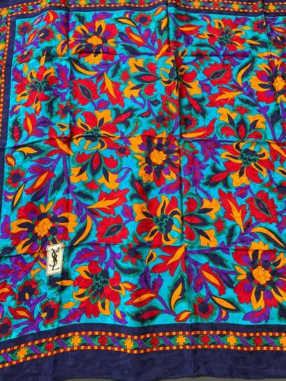 Yves Saint Laurent blue silk square with...