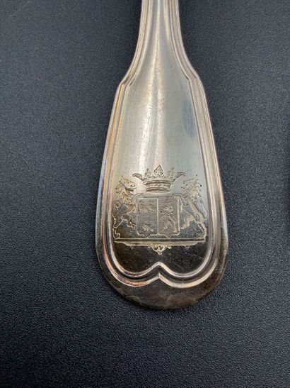 Argent, ménagère en argent, 13 cuillères...