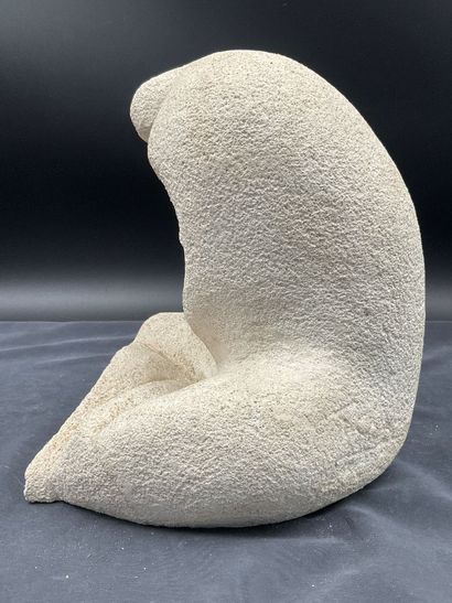 Stone sculpture titled “Maternal Love,” unsigned....