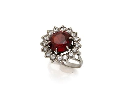 750 thousandths white gold flower ring set...