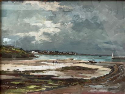 LEMIRRE, Louis-Henry (1929–2000). Beach Landscape.
Oil...
