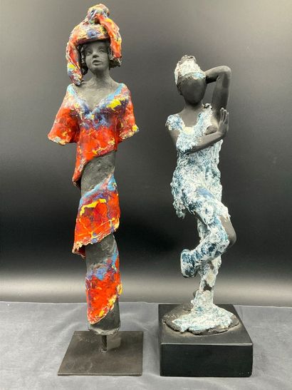 2 ceramic sculptures by Maryvonne CLARA,...