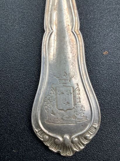Argent, écrin de 12 petites cuillères en...