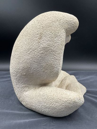 Stone sculpture titled “Maternal Love,” unsigned....