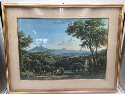 Chromolithographie marouflée sur toile. 
D’après...