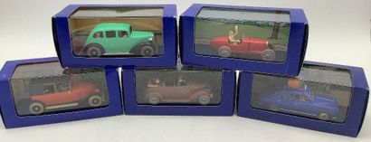 TINTIN, 5 voitures miniatures 1/43 des aventures...