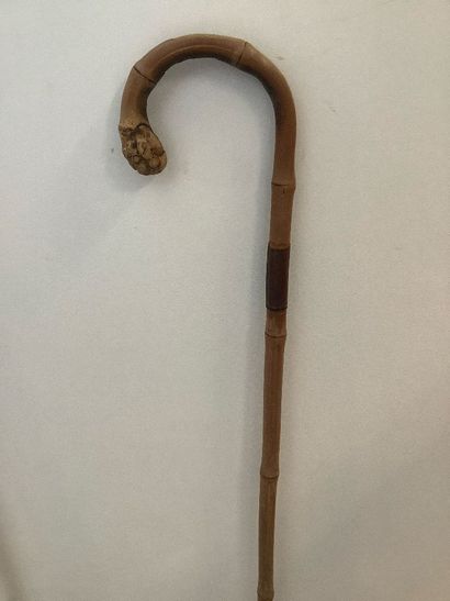 deux cannes: Une canne ancienne courbée en...