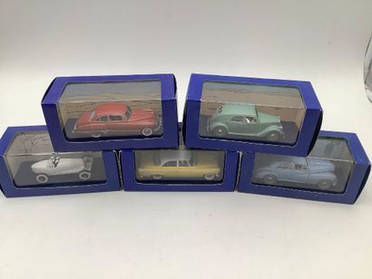TINTIN, 5 voitures miniatures 1/43 des aventures...