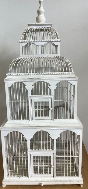 Grande cage à oiseaux décorative en bois...