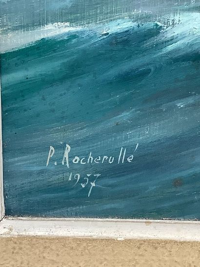 Huile sur panneau, Clipper à trois mâts toutes...