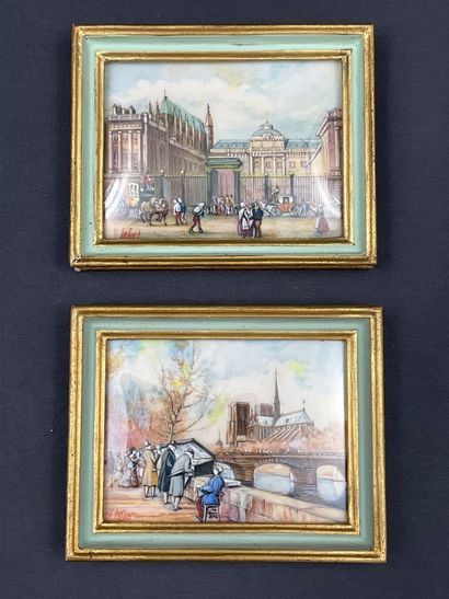 2 miniatures de Paris signées V LEFORT «le...