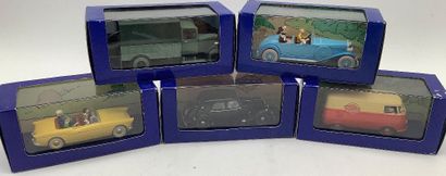 TINTIN, 5 voitures miniatures 1/43 des aventures...