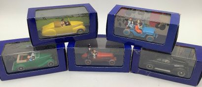 TINTIN, 5 voitures miniatures 1/43 des aventures...